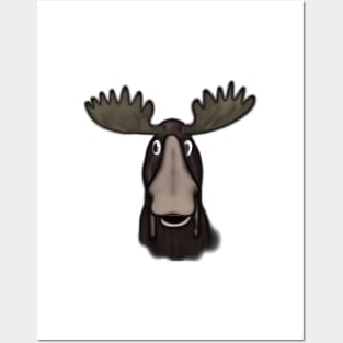 Cute Moose Drawing Posters and Art